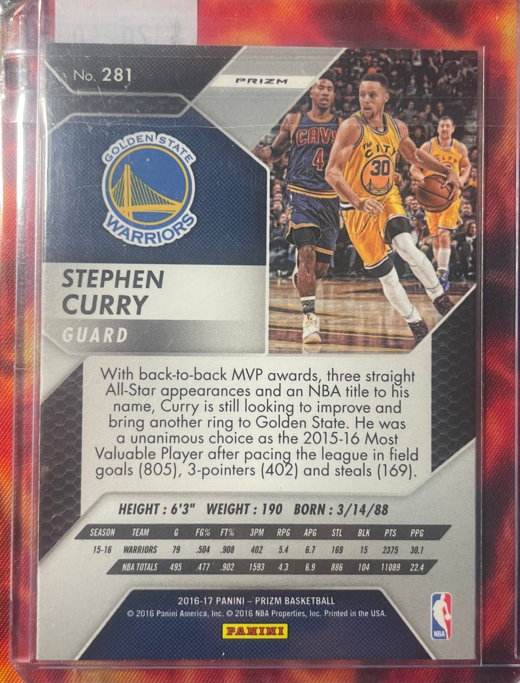 Stephen Curry Prizm 15-16 Starburst (Short Print)
