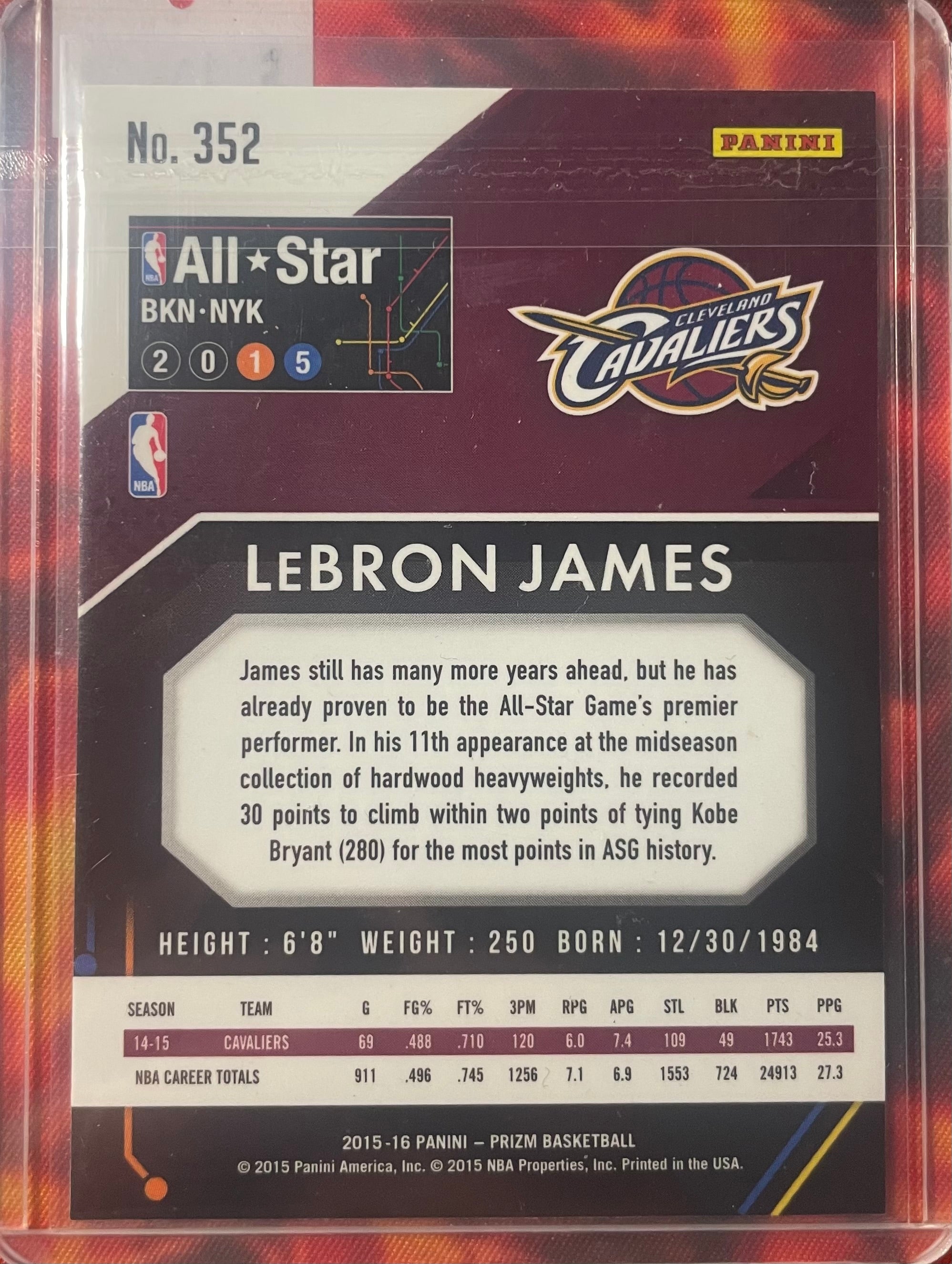 Lebron James Prizm 15-16 2015 All Star Team