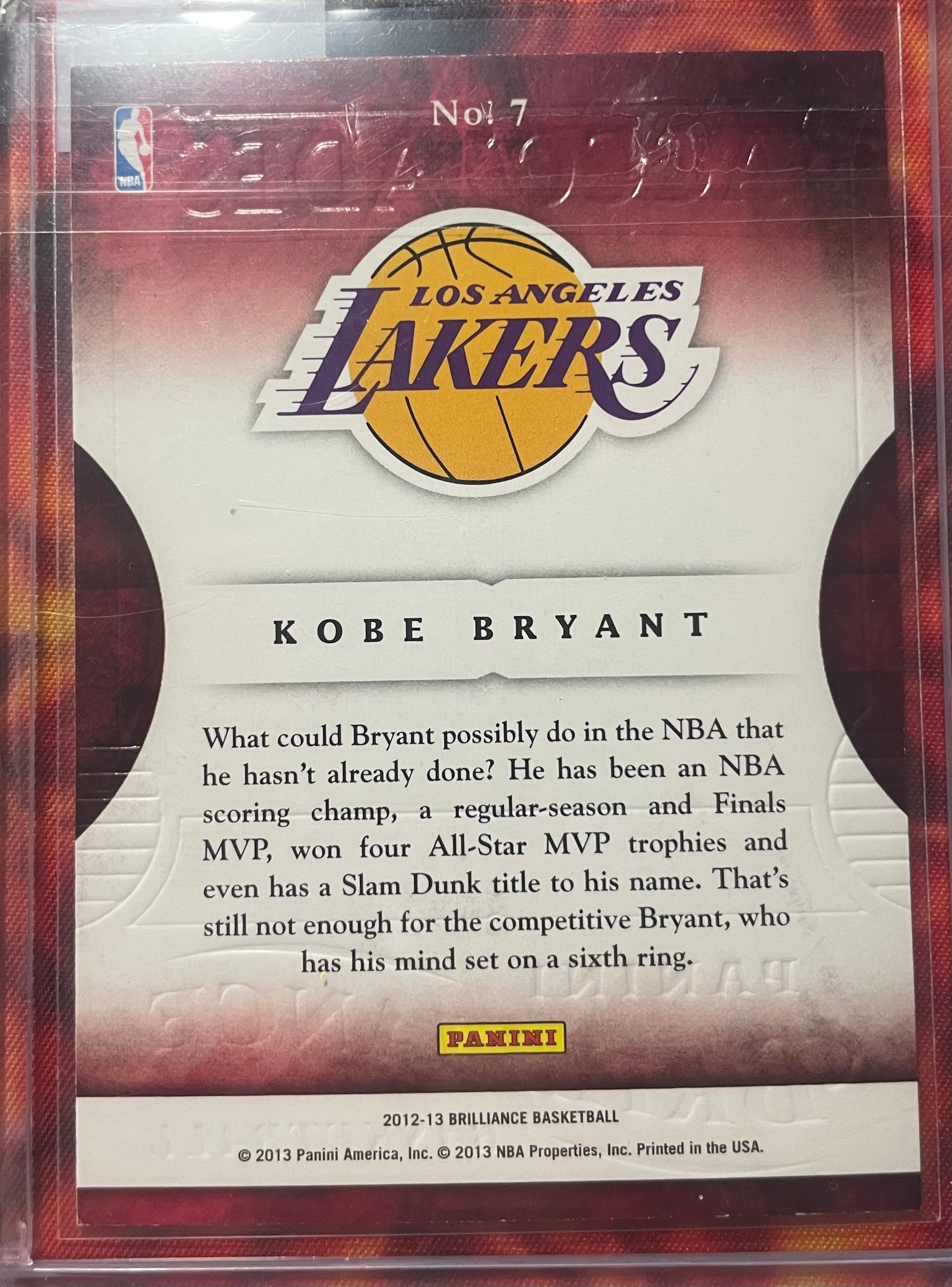 Kobe Bryant Brilliance 12-13 Accolades