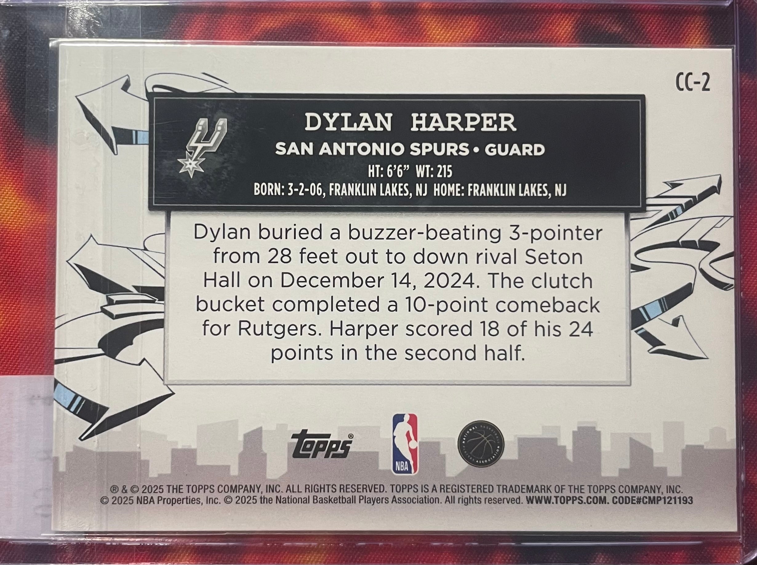 Dylan Harper Topps 25-26 Clutch Prospects RC