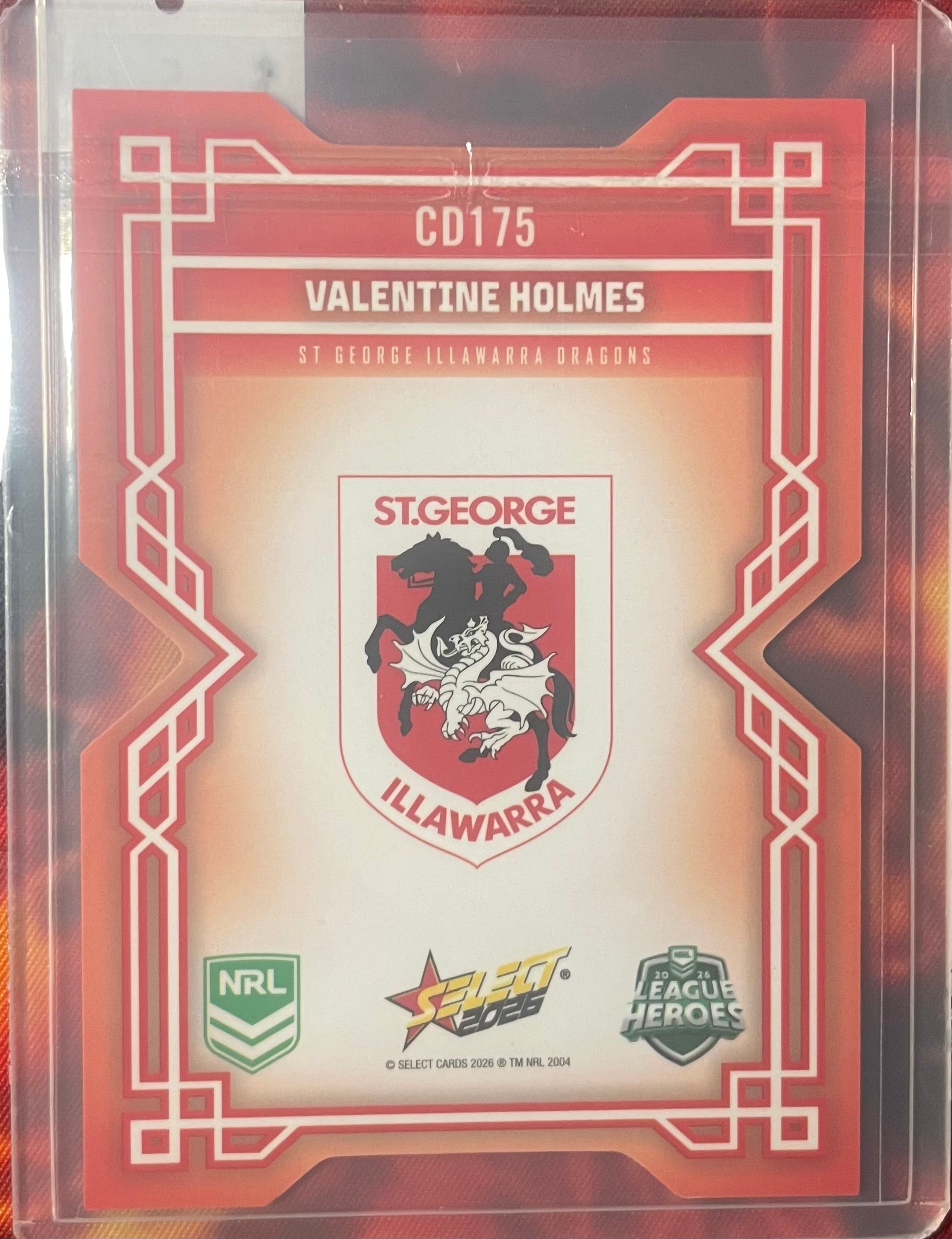 Valentine Holmes Select NRL 2026 DieCut