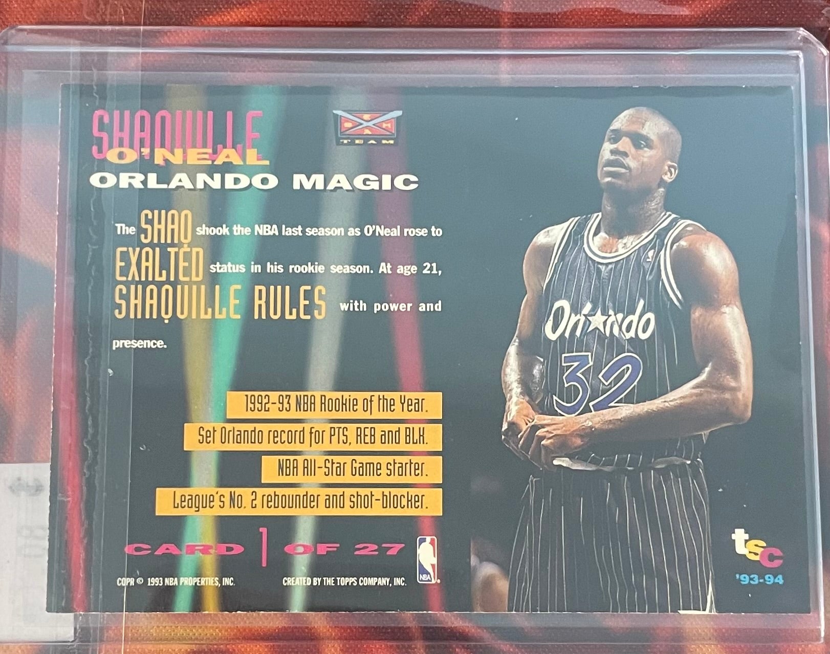 Shaquille O’Neal Topps Stadium Club 92-93 Beam Team Members Only