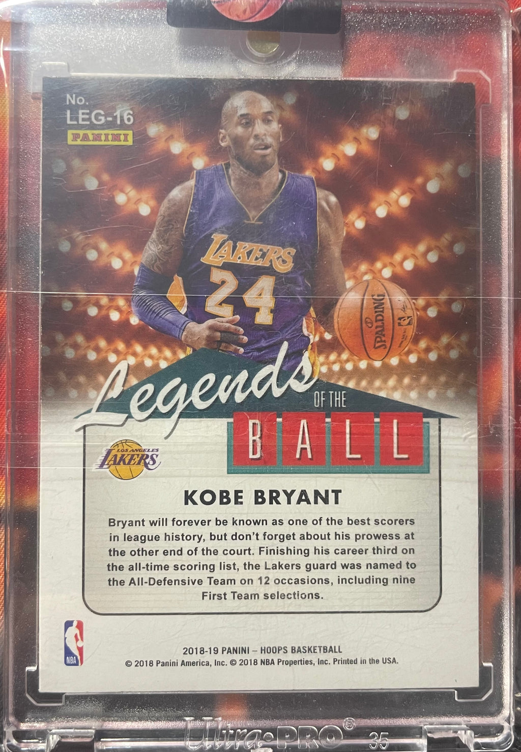 Kobe Bryant NBA Hoops 18-19 Legends Of The Ball Holo