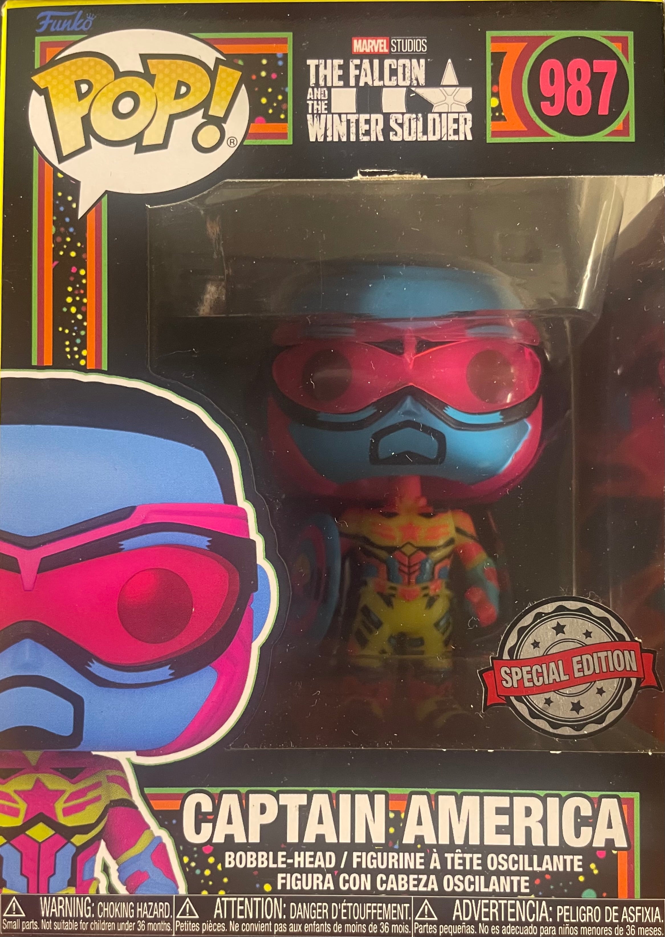 Funko Pop Captain America (Blacklight) #987 Marvel Pop Figure