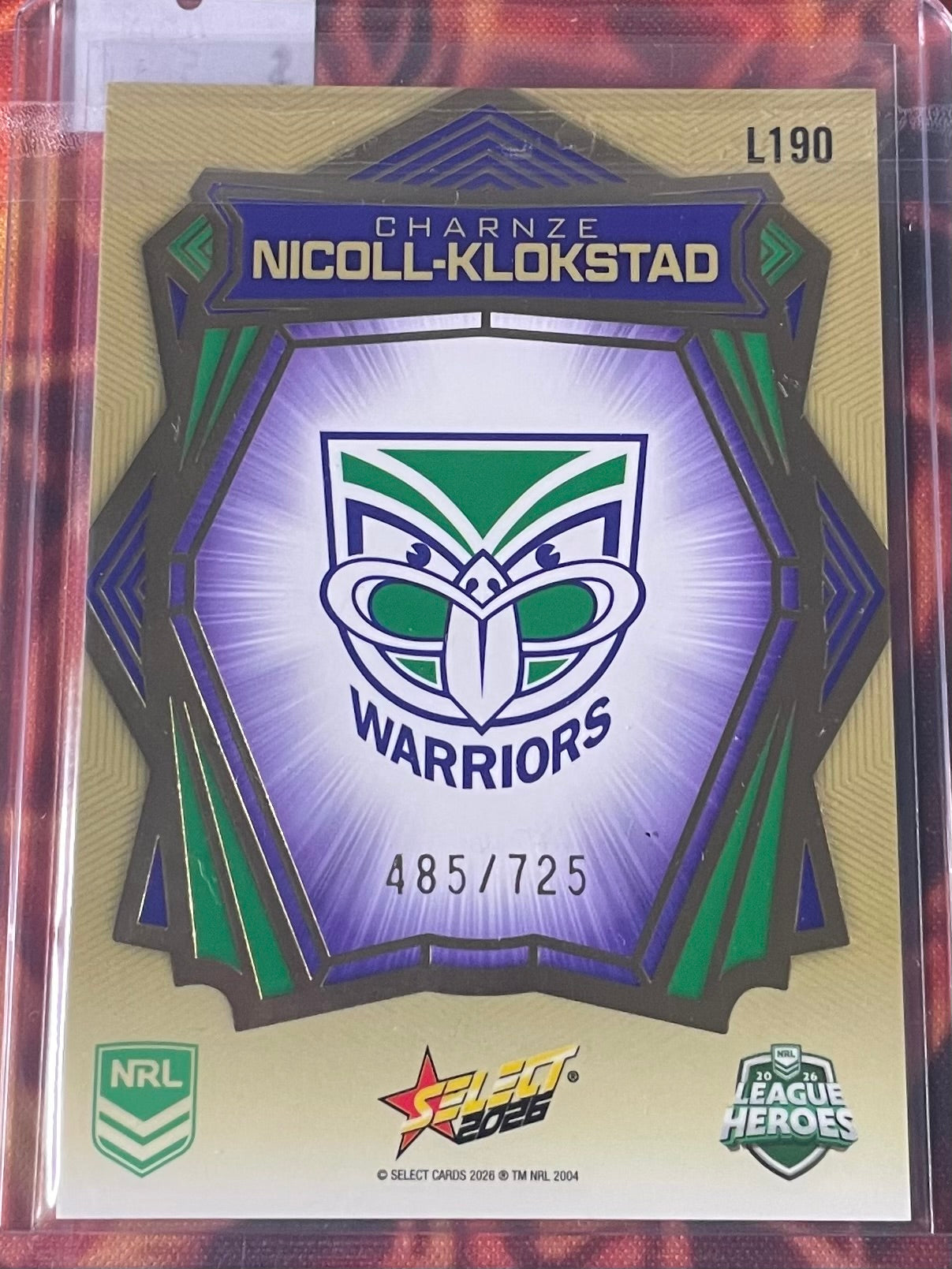 Charnze Nicole-Klokstad Select NRL 2026 Gold Luminous 485/725