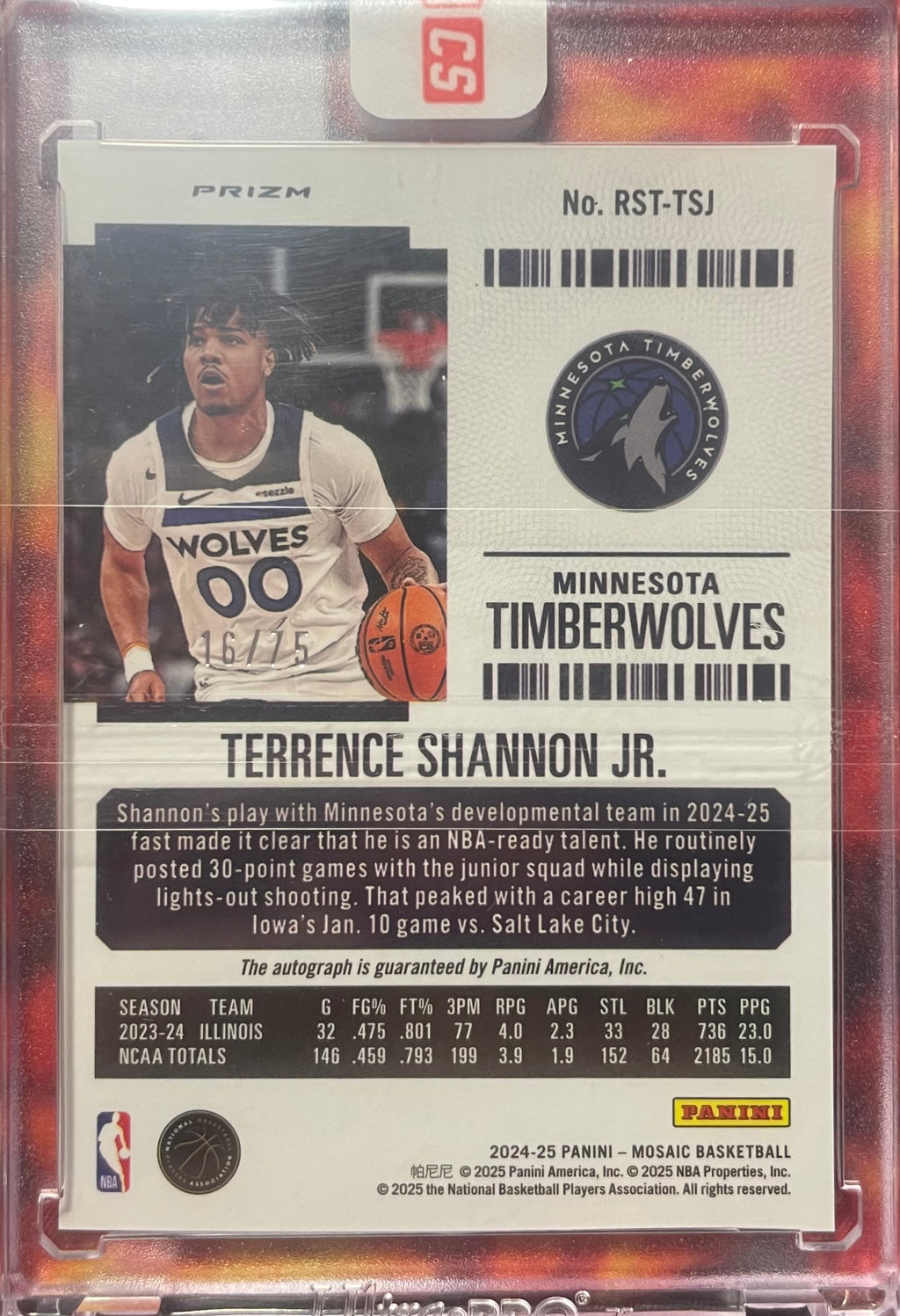Terrence Shannon JR Mosaic 24-25 Contenders Optic Season Ticket Auto Bronze /75 RC