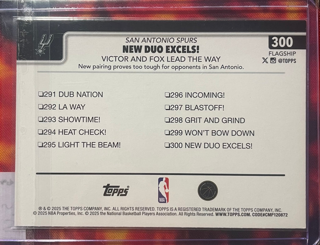 2025-26 Topps New Duo Excels!: Victor and Fox Lead The Way Holo