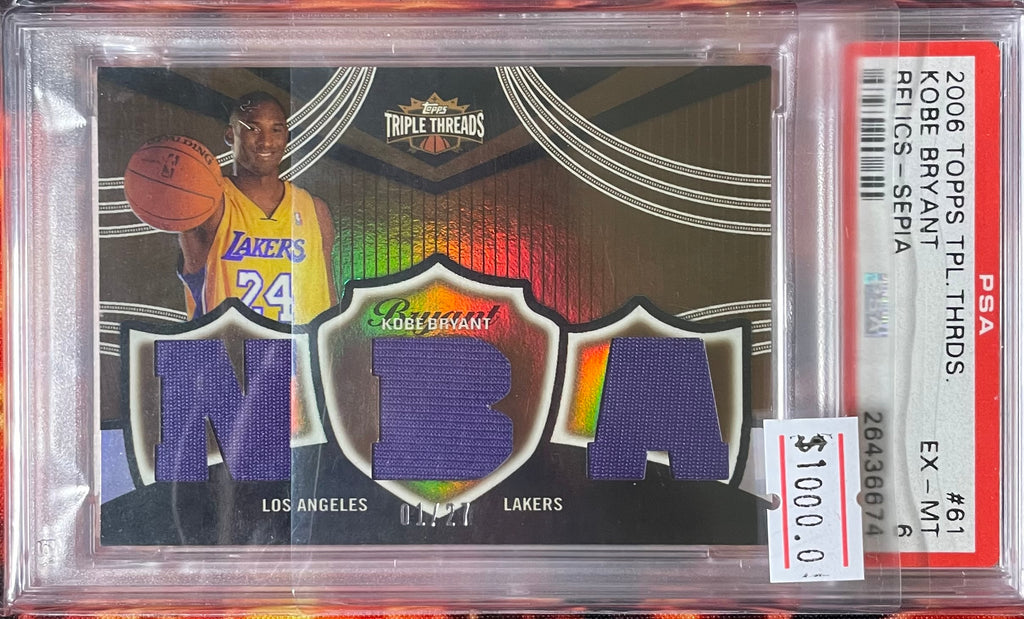 Kobe Bryant Topps Triple Threads NBA Relics 1/27 PSA 6