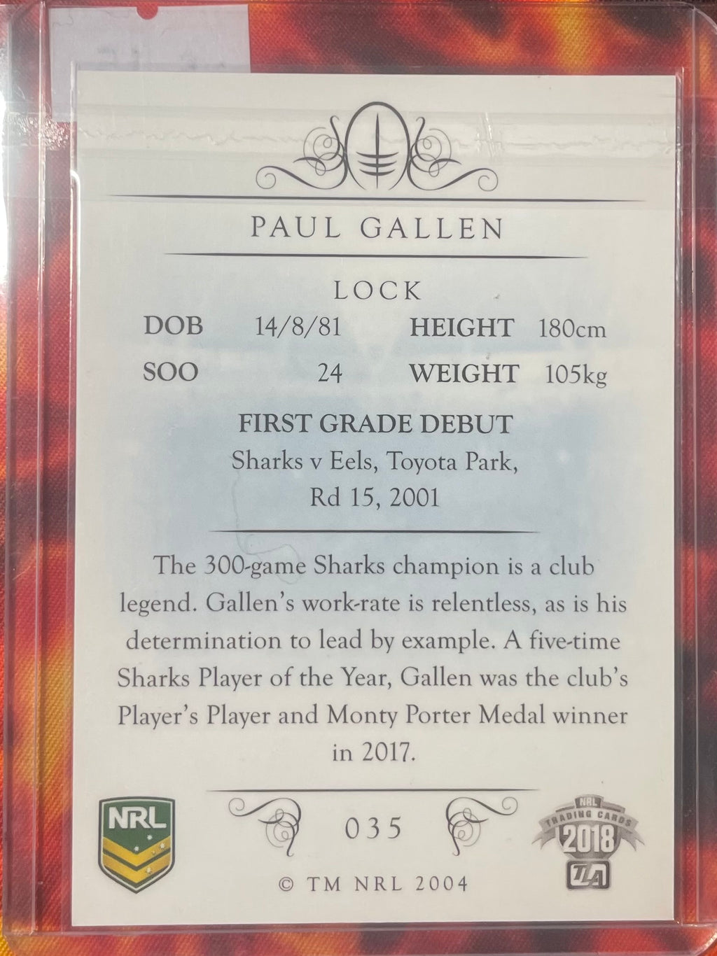 Paul Gallen Elite NRL 2018 In Person Autograph