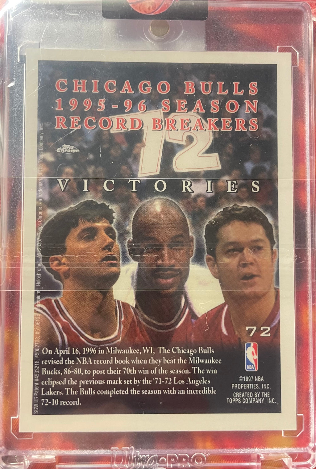 Topps Chrome 96-97 Chicago Bulls 70 Wins Record Breaker Commemorative