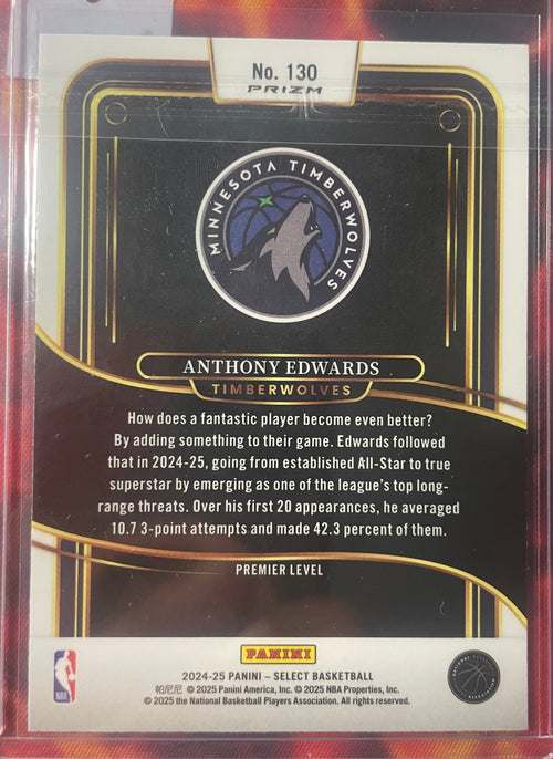 Anthony Edwards Select 24-25 Premier Level Red Cracked Ice