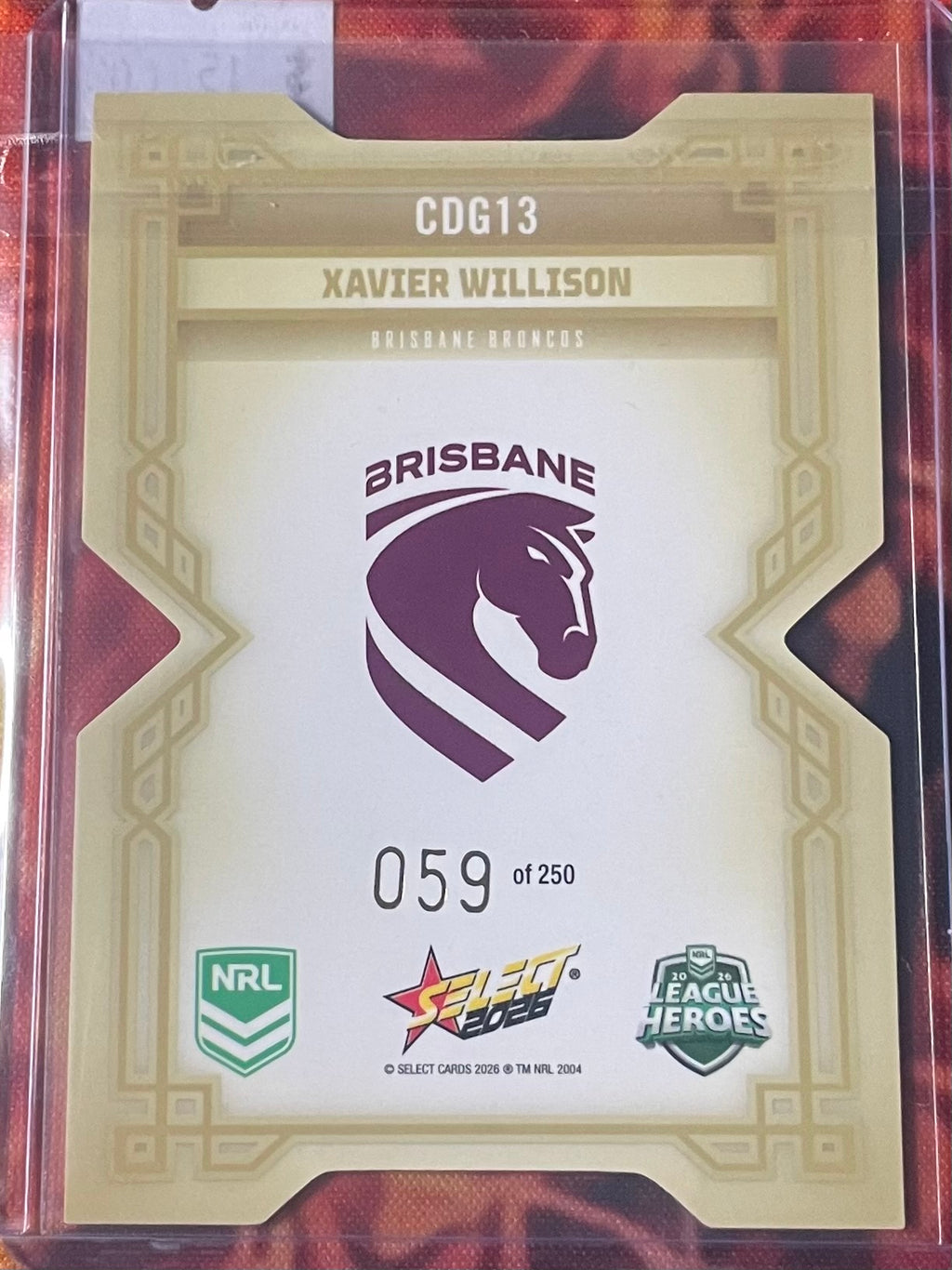 Xavier Willison Select NRL Gold DieCut 059/250