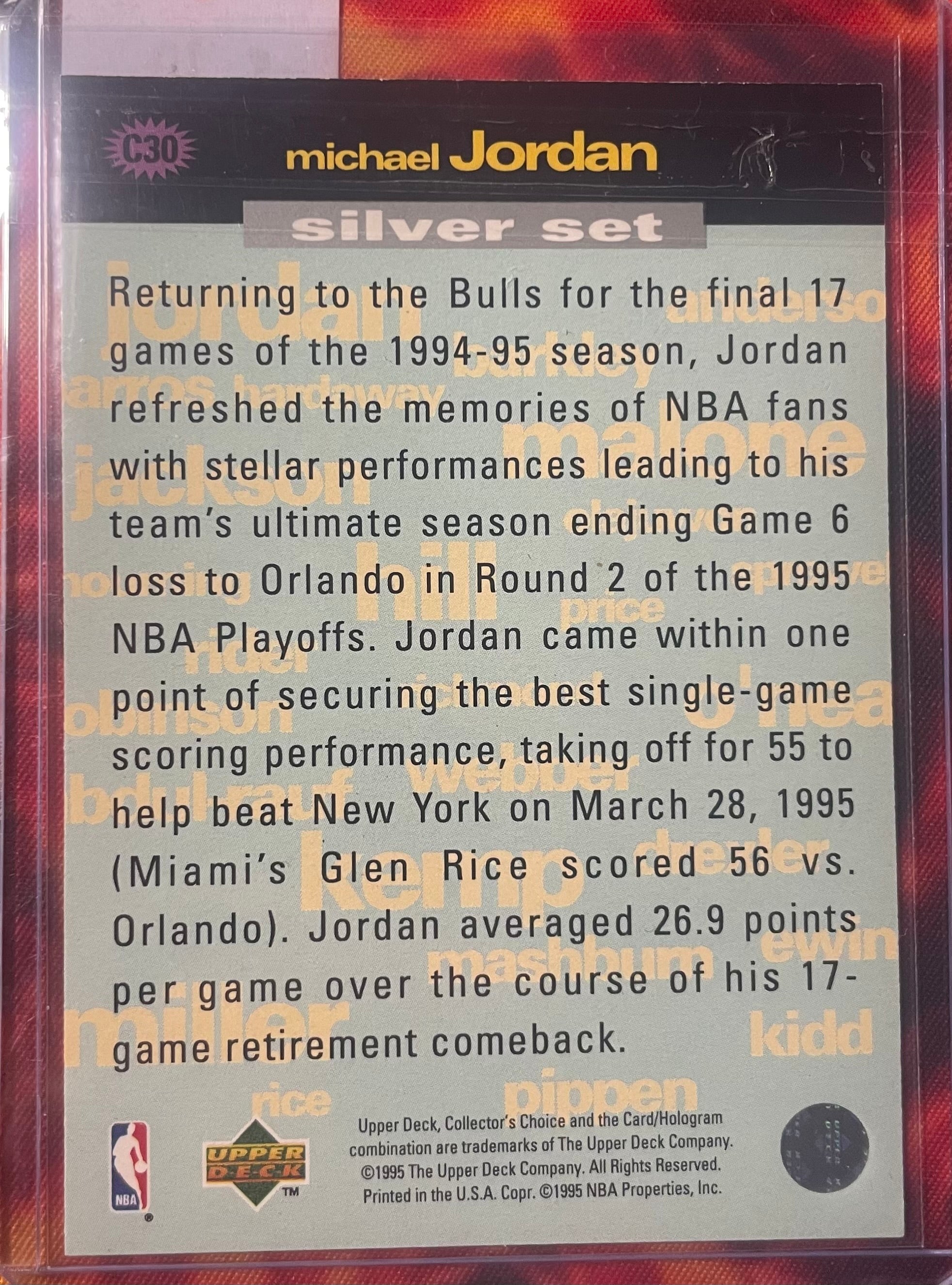 Michael Jordan Upper Deck 94-95 Crash The Game Silver Set