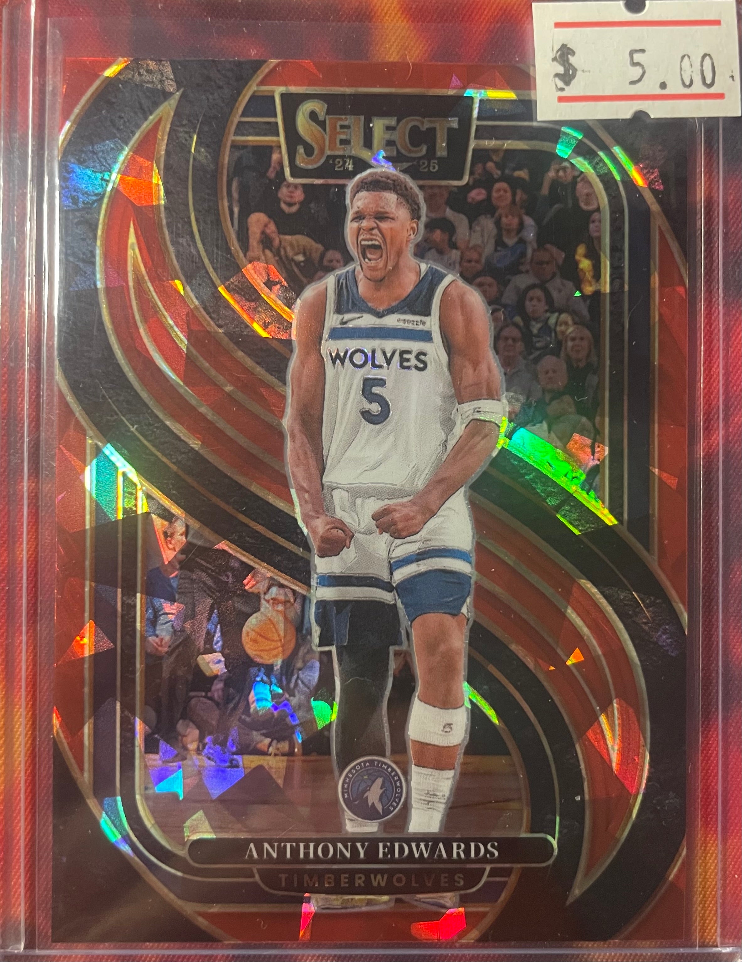 Anthony Edwards Select 24-25 Premier Level Red Cracked Ice