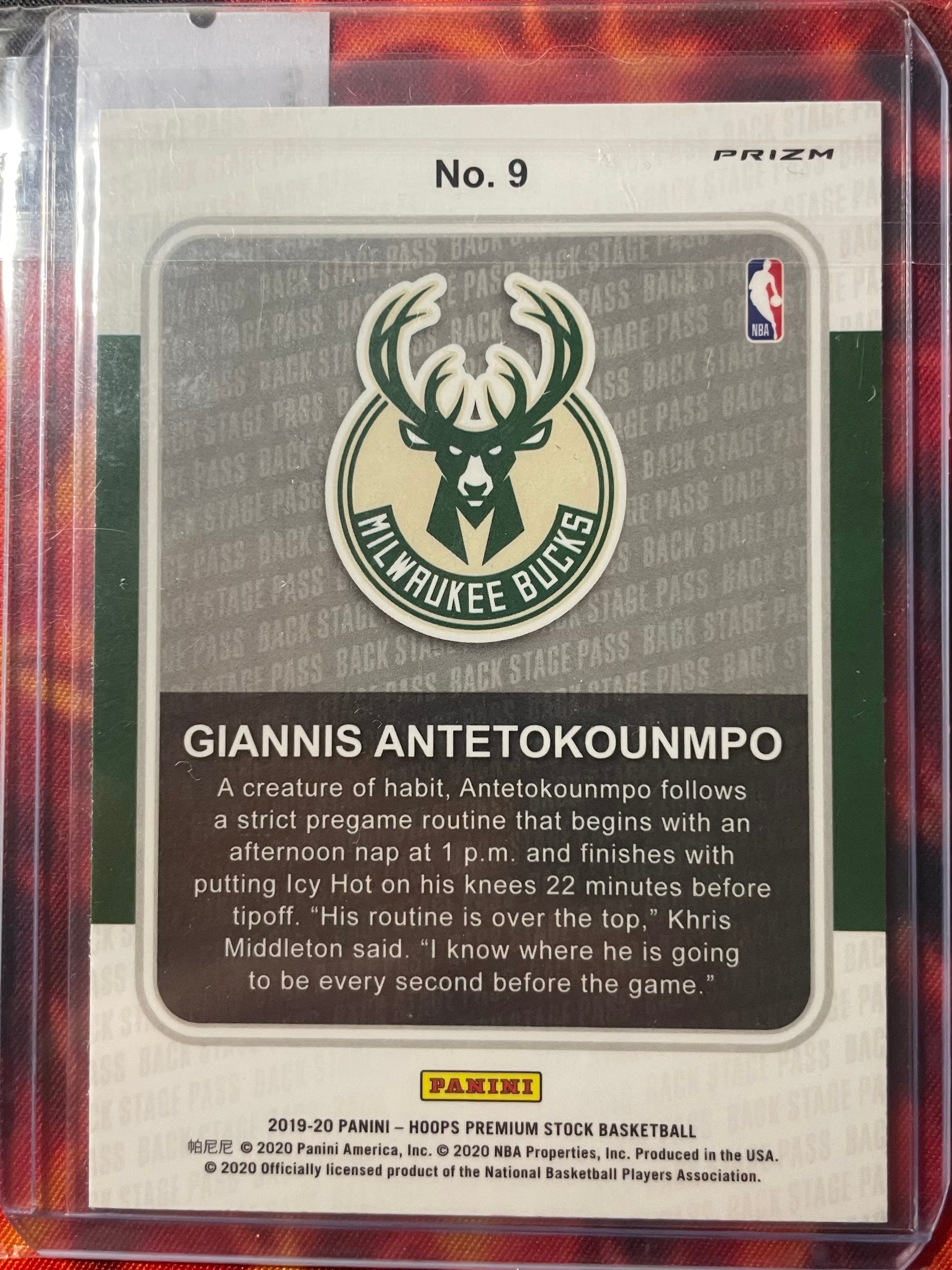 Giannis Antetokounmpo NBA Hoops 19-20 BackStage Pass Silver