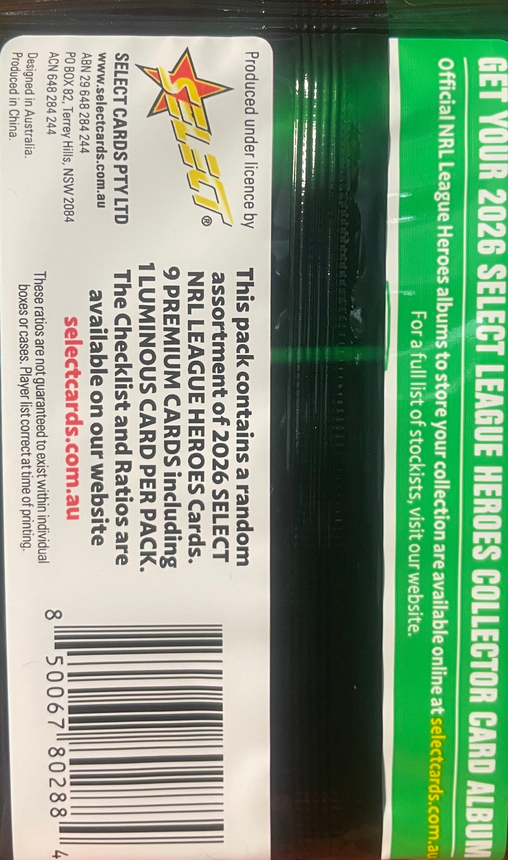 NRL Select League Hero’s 2026 Single Pack (9cards Per Pack)