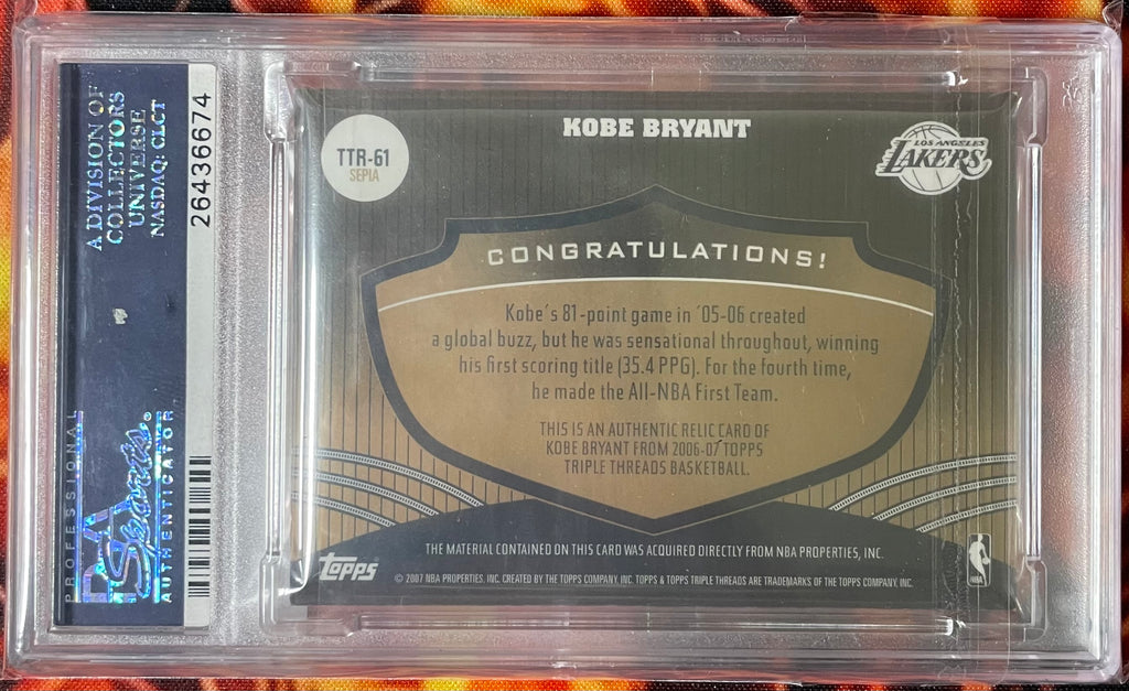 Kobe Bryant Topps Triple Threads NBA Relics 1/27 PSA 6