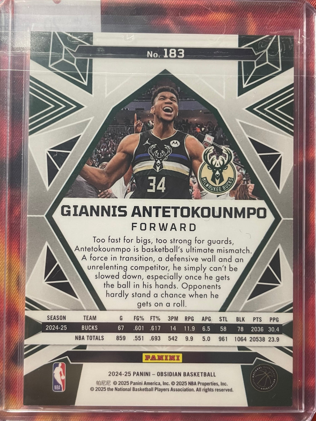 Giannis Antetokounmpo Obsidian 24-25 MVP (Short Print)