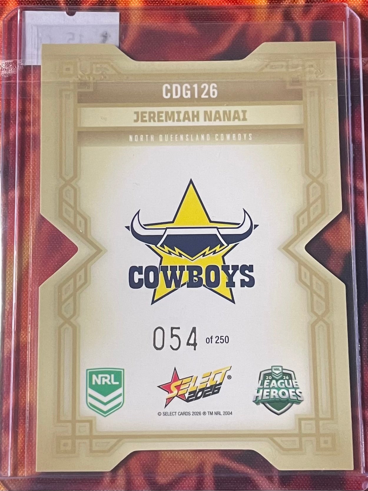 Jeremiah Nanai Select NRL 2026 Gold DieCut 054/250