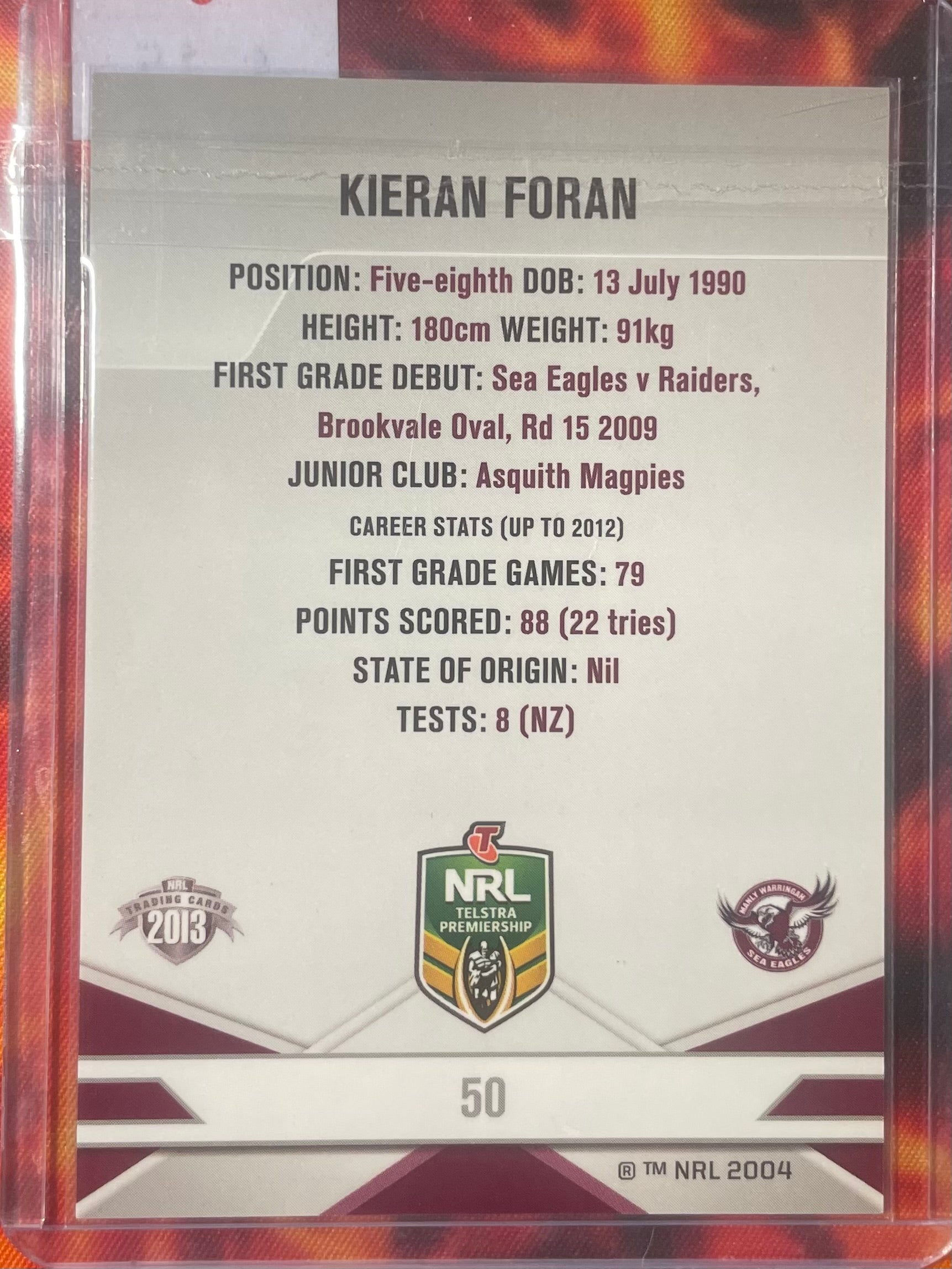 Kieran Foran Elite NRL 2013 In Person Autograph
