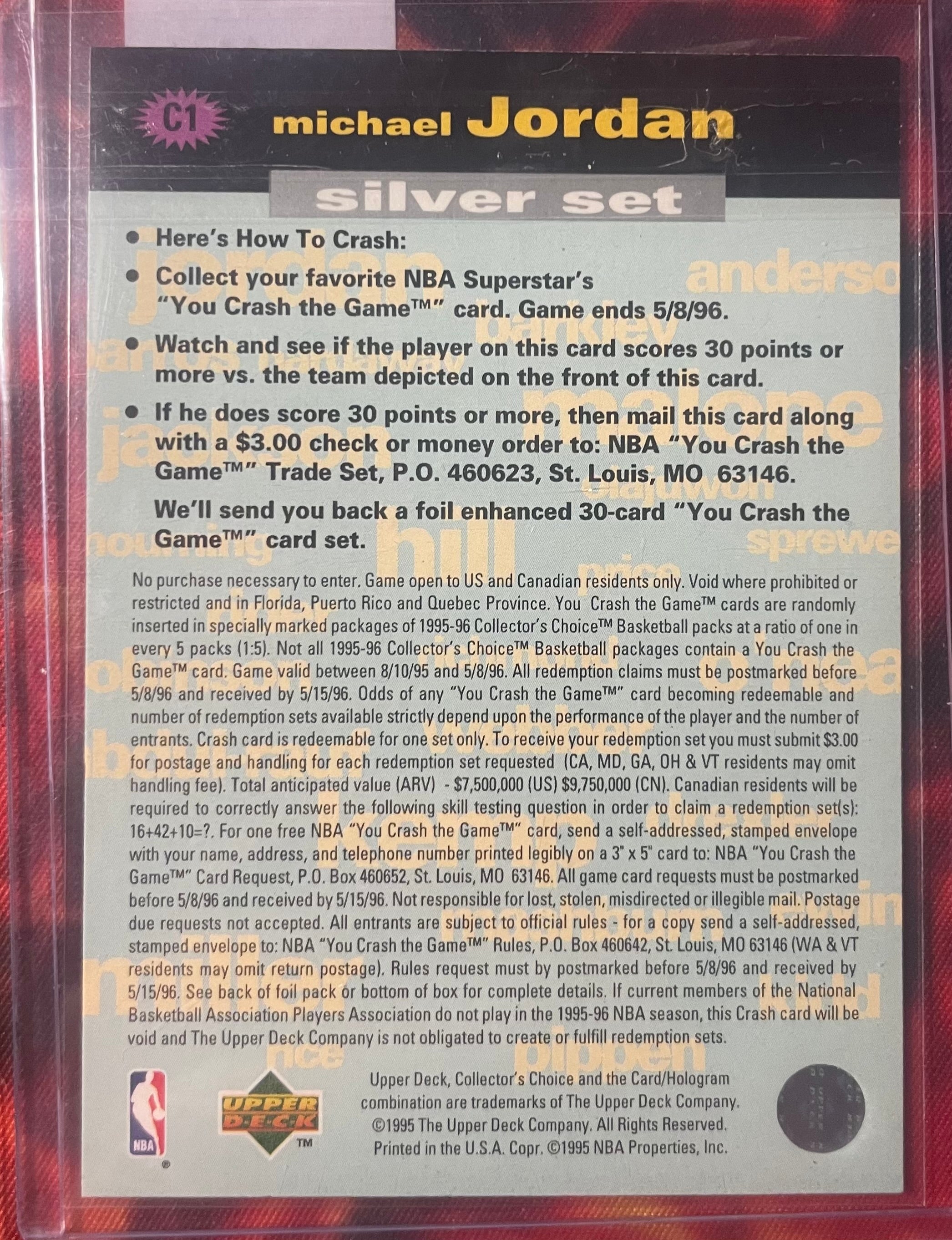 Michael Jordan UpperDeck 94-95 Crash The Game Silver vs Knicks