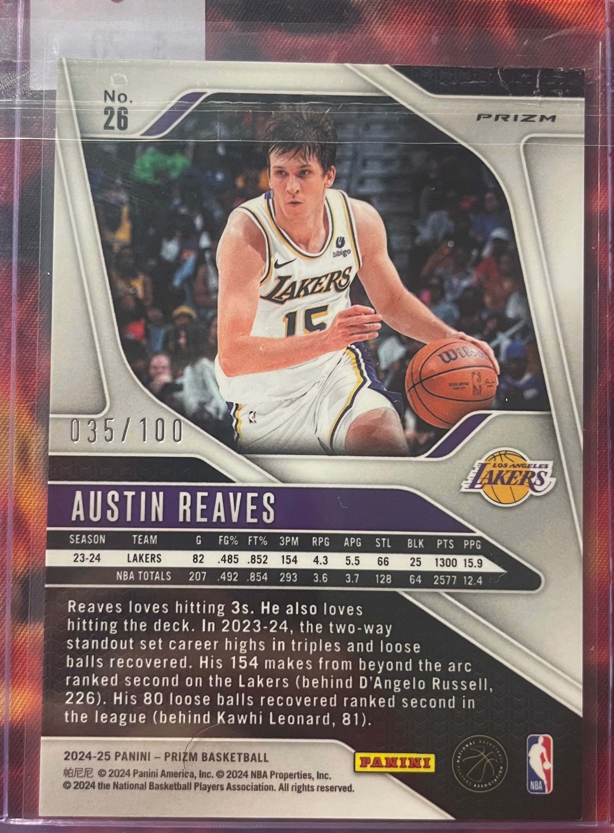 Austin Reaves Prizm Fastbreak 24-25 Red Disco /100