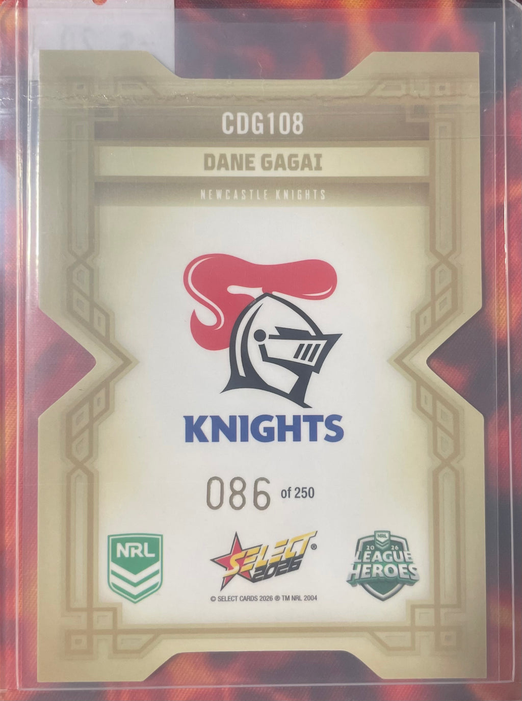 Dane Gagai Select NRL 2026 Gold DieCut 086/250