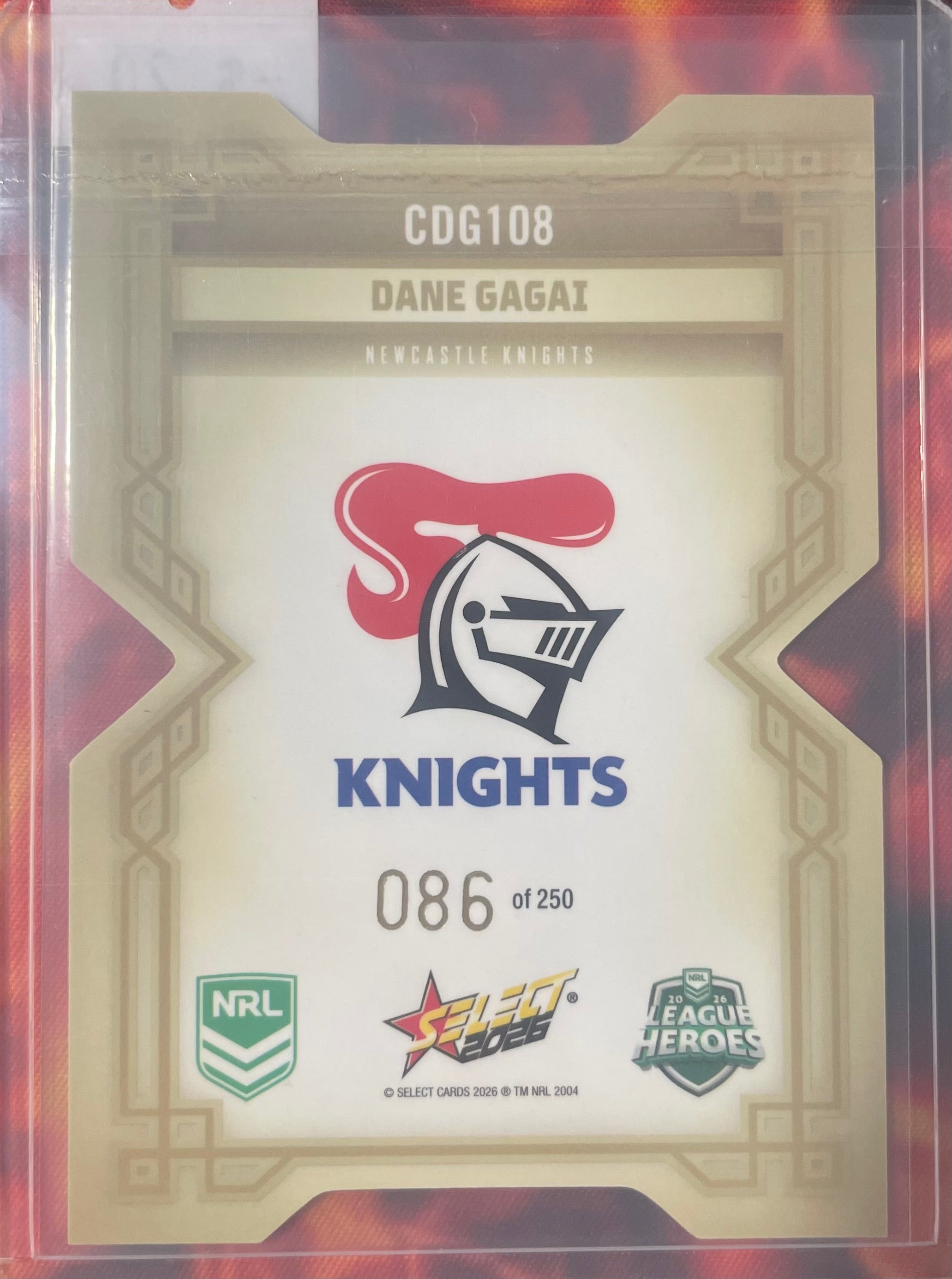 Dane Gagai Select NRL 2026 Gold DieCut 086/250