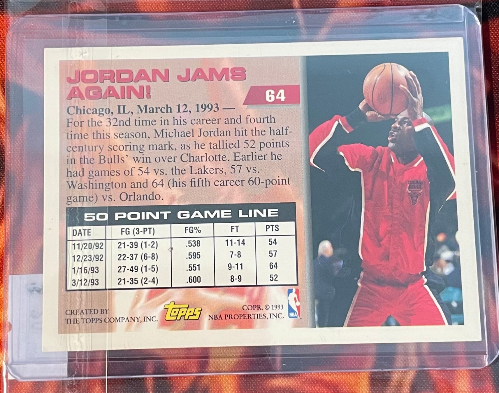 Michael Jordan Topps 92-93 50 Point Club ToppsGold