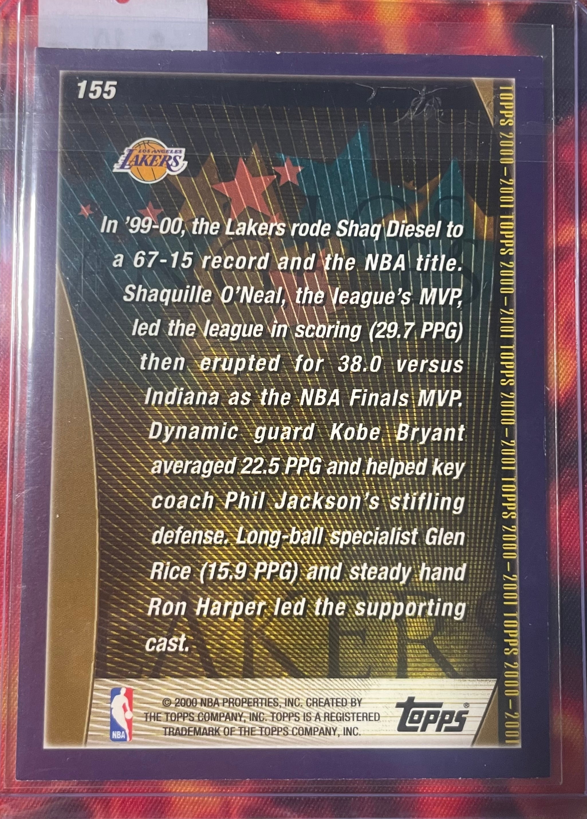 Los Angles Lakers Topps 99-00 NBA Champions
