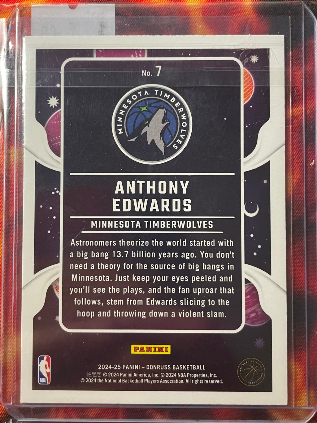 Anthony Edwards Donruss 24-25 Zero Gravity Gold Press Proof