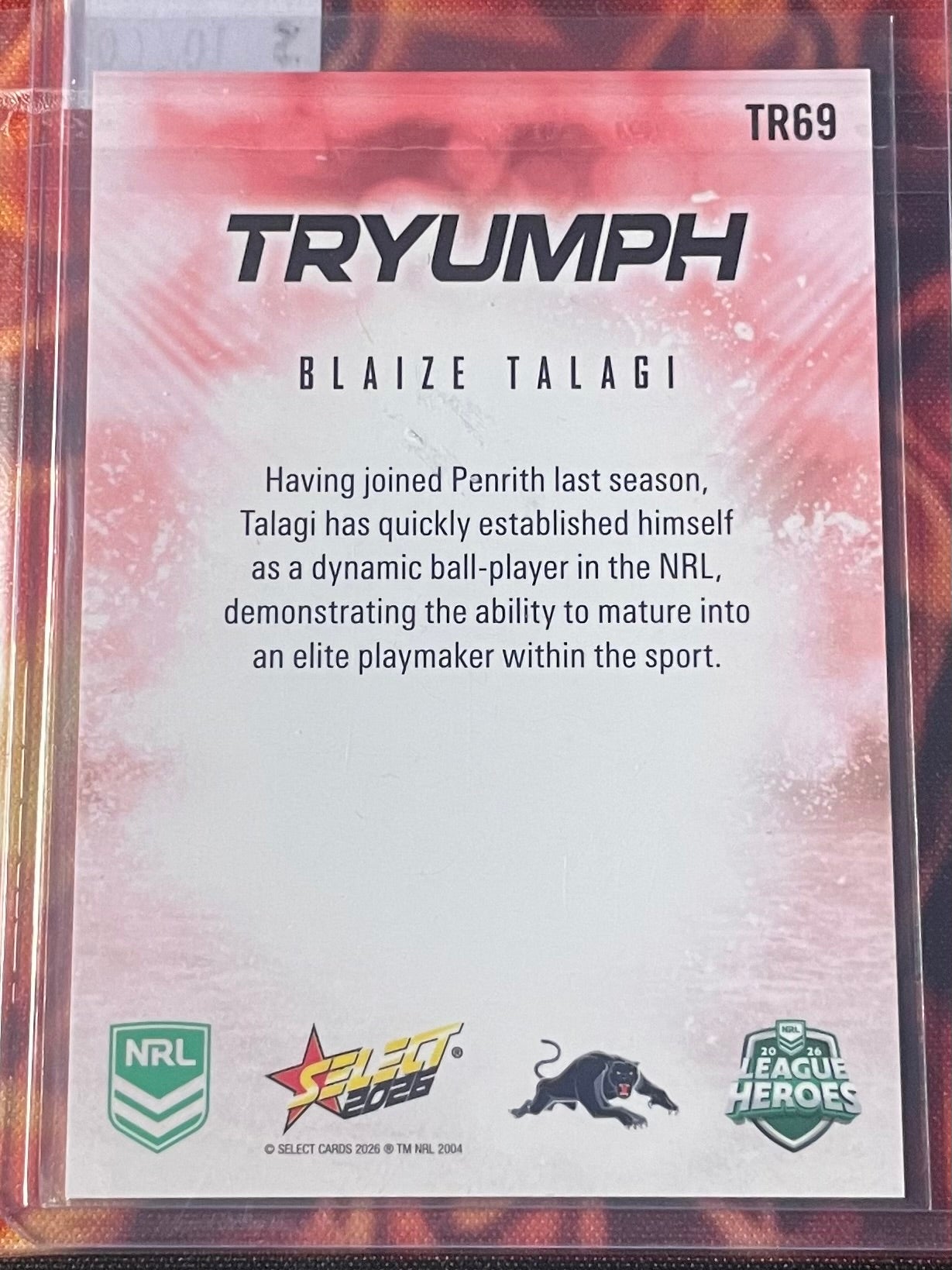Blaize Talagi Select NRL 2026 Tryumph