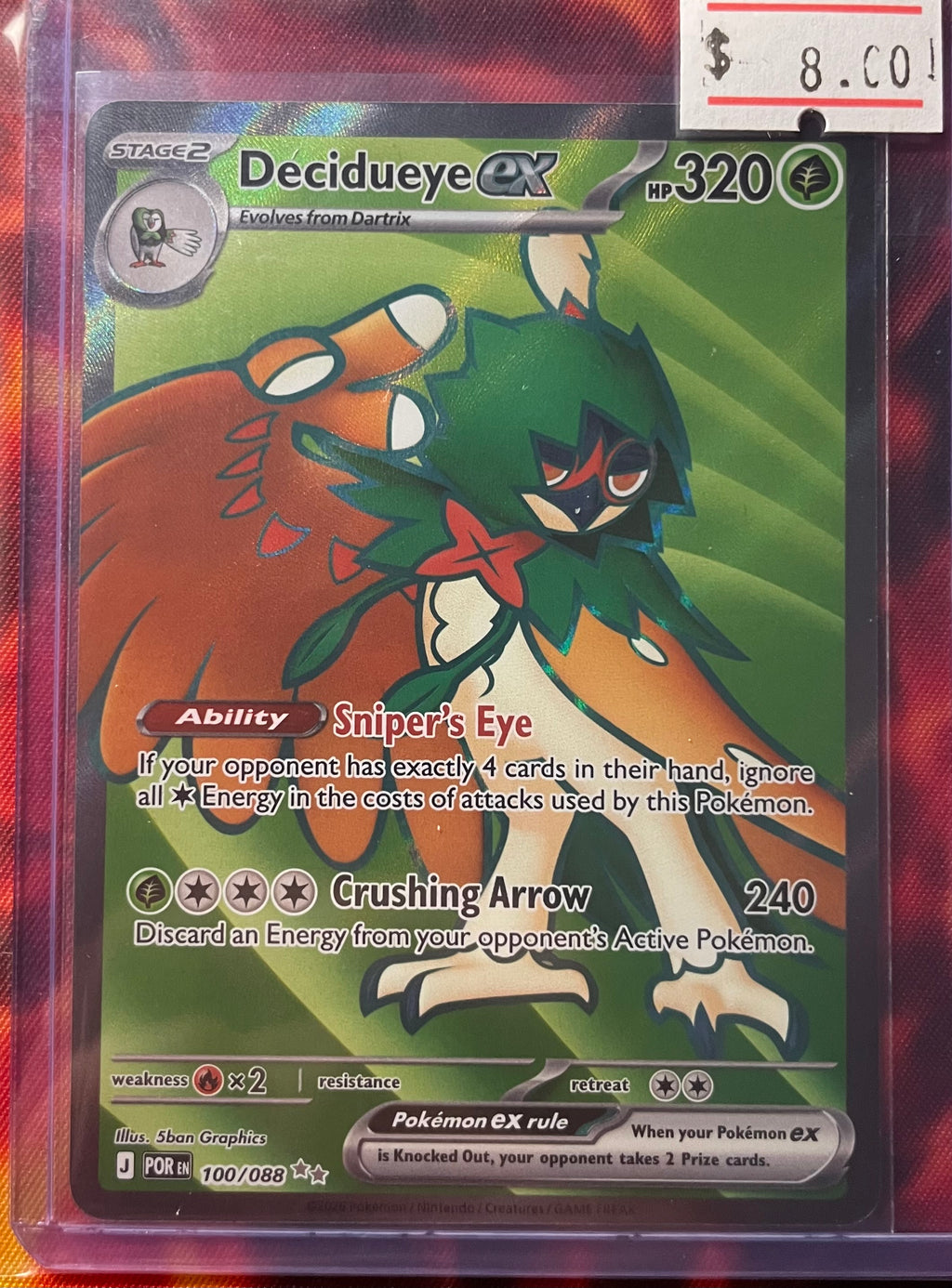 Decidueye ex 100/088 Holo Ultra Rare Perfect Order Pokemon
