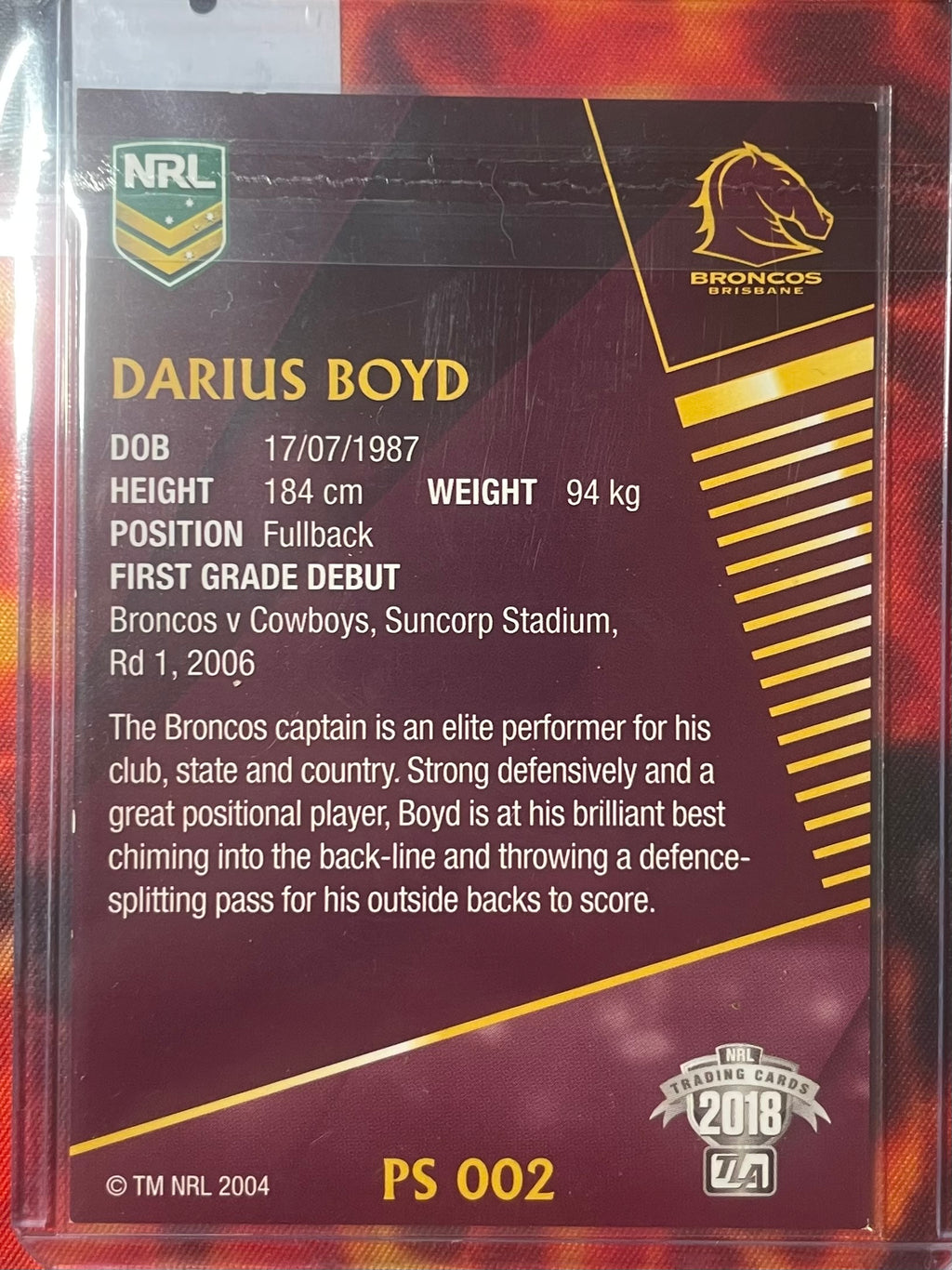 Darius Boyd Traders NRL 2018 In Person Autograph