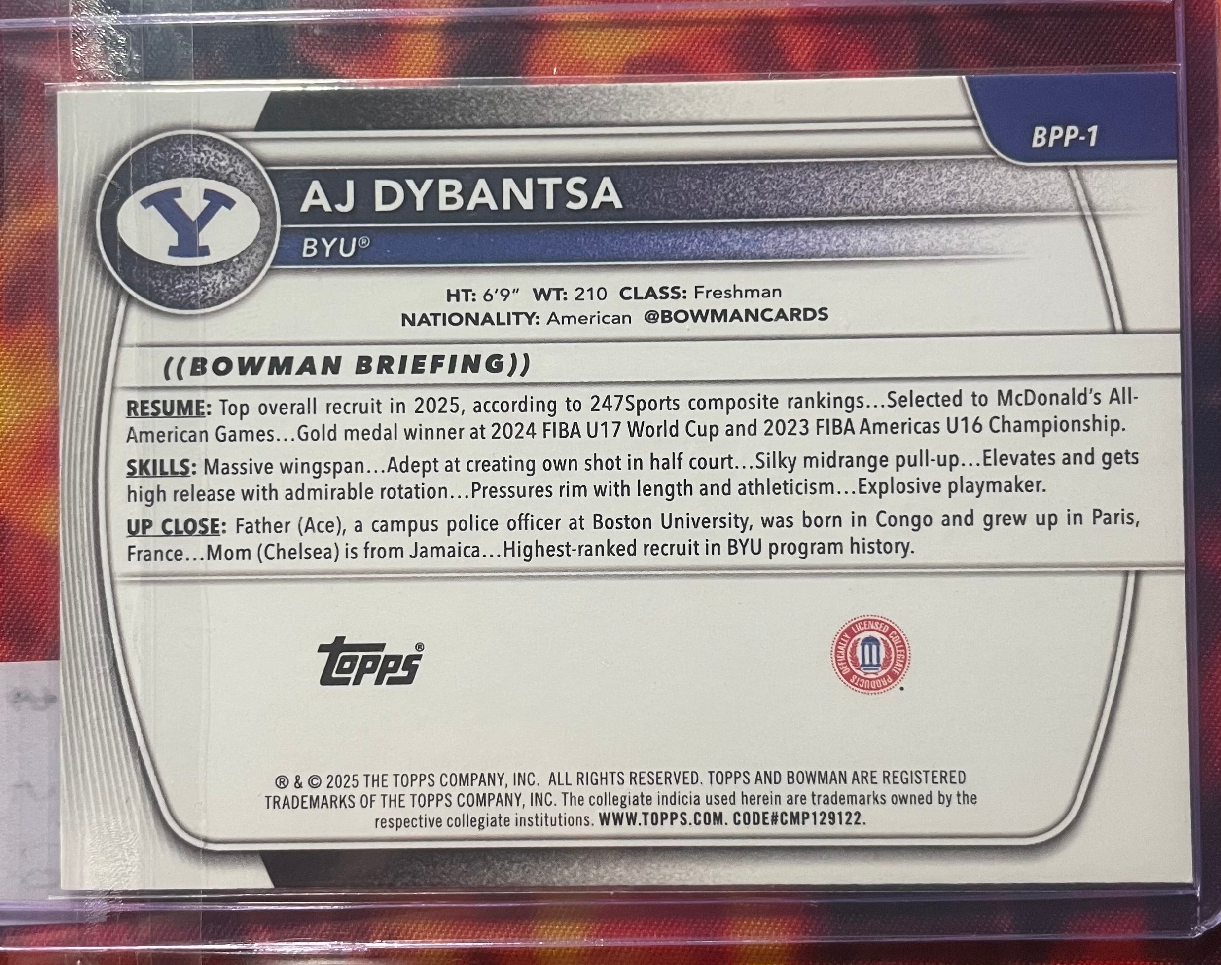 2025-26 Bowman Basketball U AJ Dybantsa 1st Bowman