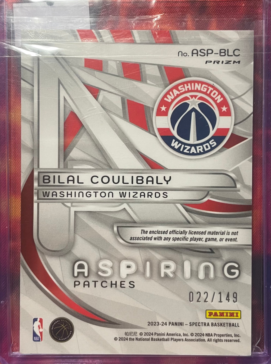 Bilal Coulibaly Spectra 23-24 Aspiring Patches /149 RC