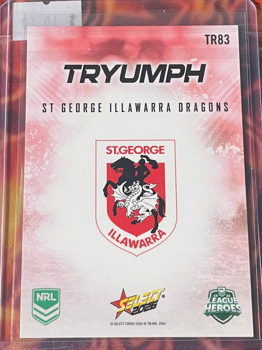 St George Illawarra Dragons Select NRL 2026 Tryumph