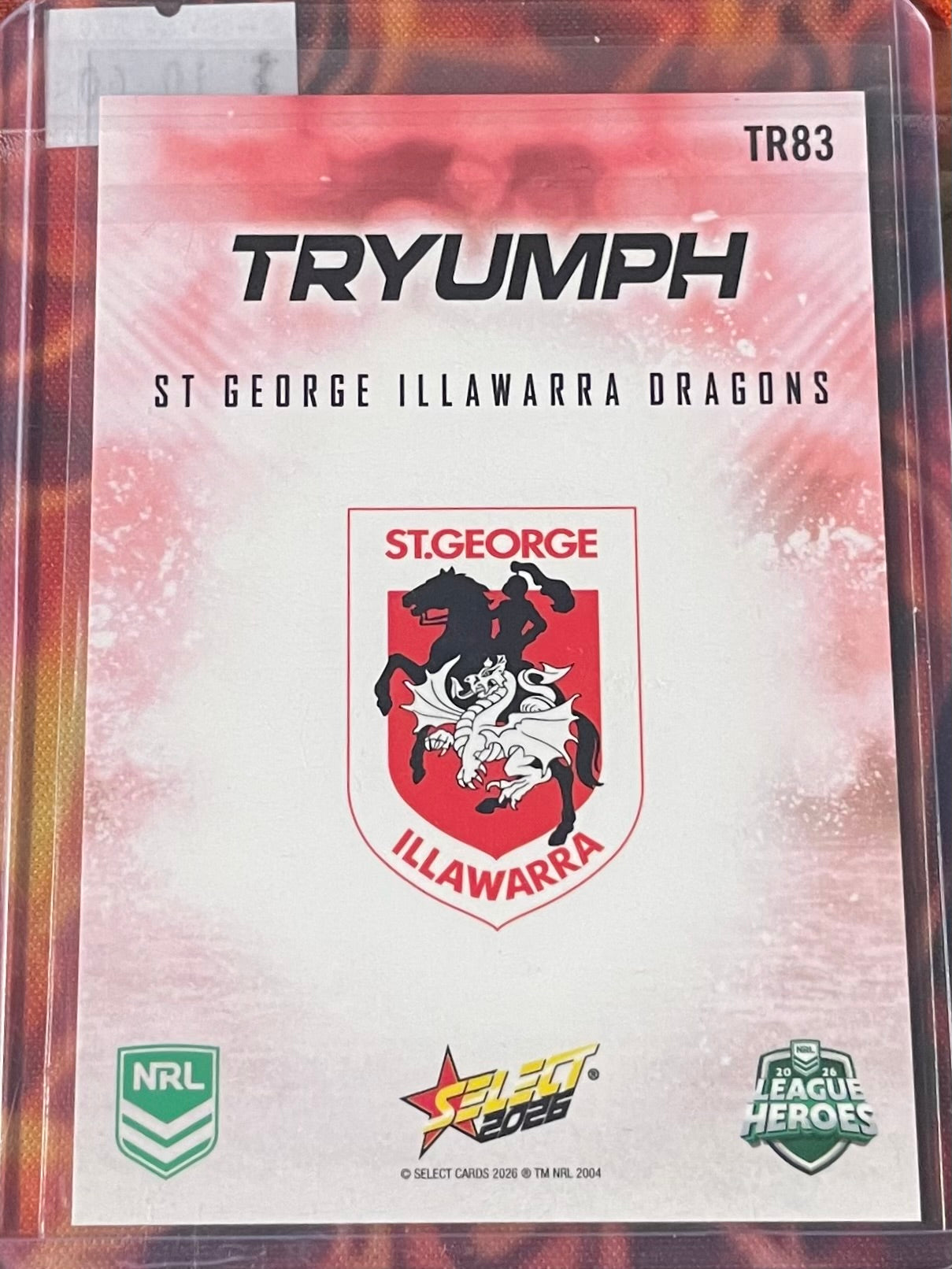 St George Illawarra Dragons Select NRL 2026 Tryumph