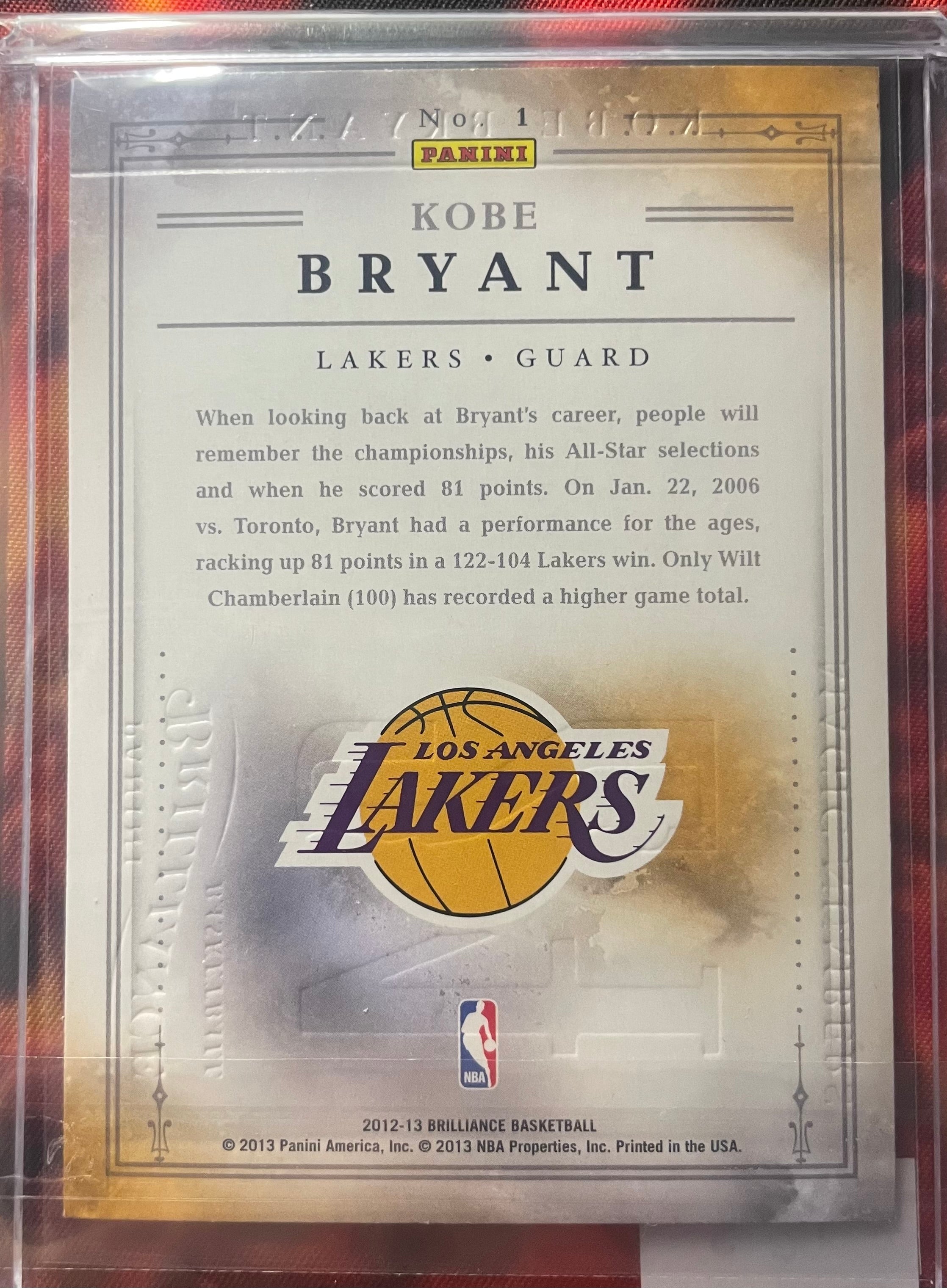Kobe Bryant Panini Brilliance 12-13 Magic Numbers