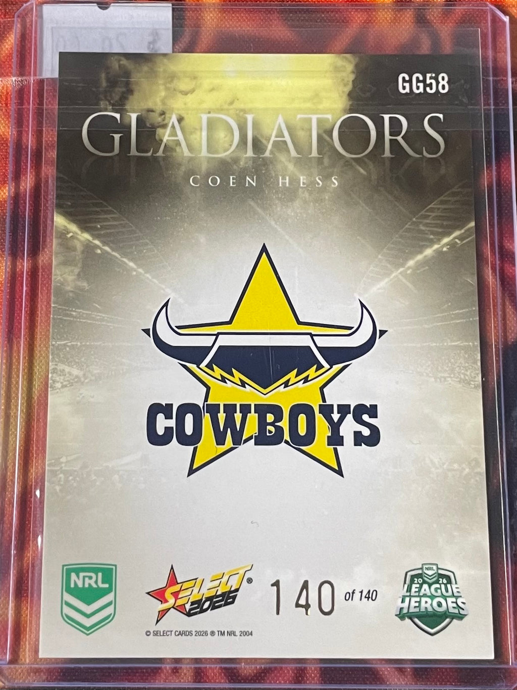 Cohen Hess Select NRL 2026 Gold Gladiators 140-140