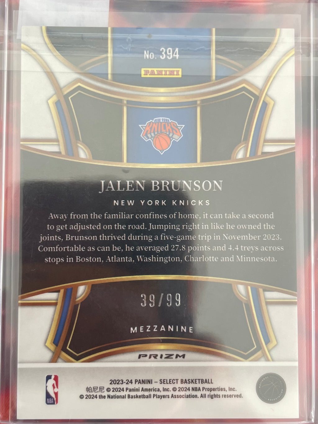 Jalen Brunson Select 23-24 Mezzanine Level Blue Shock /99