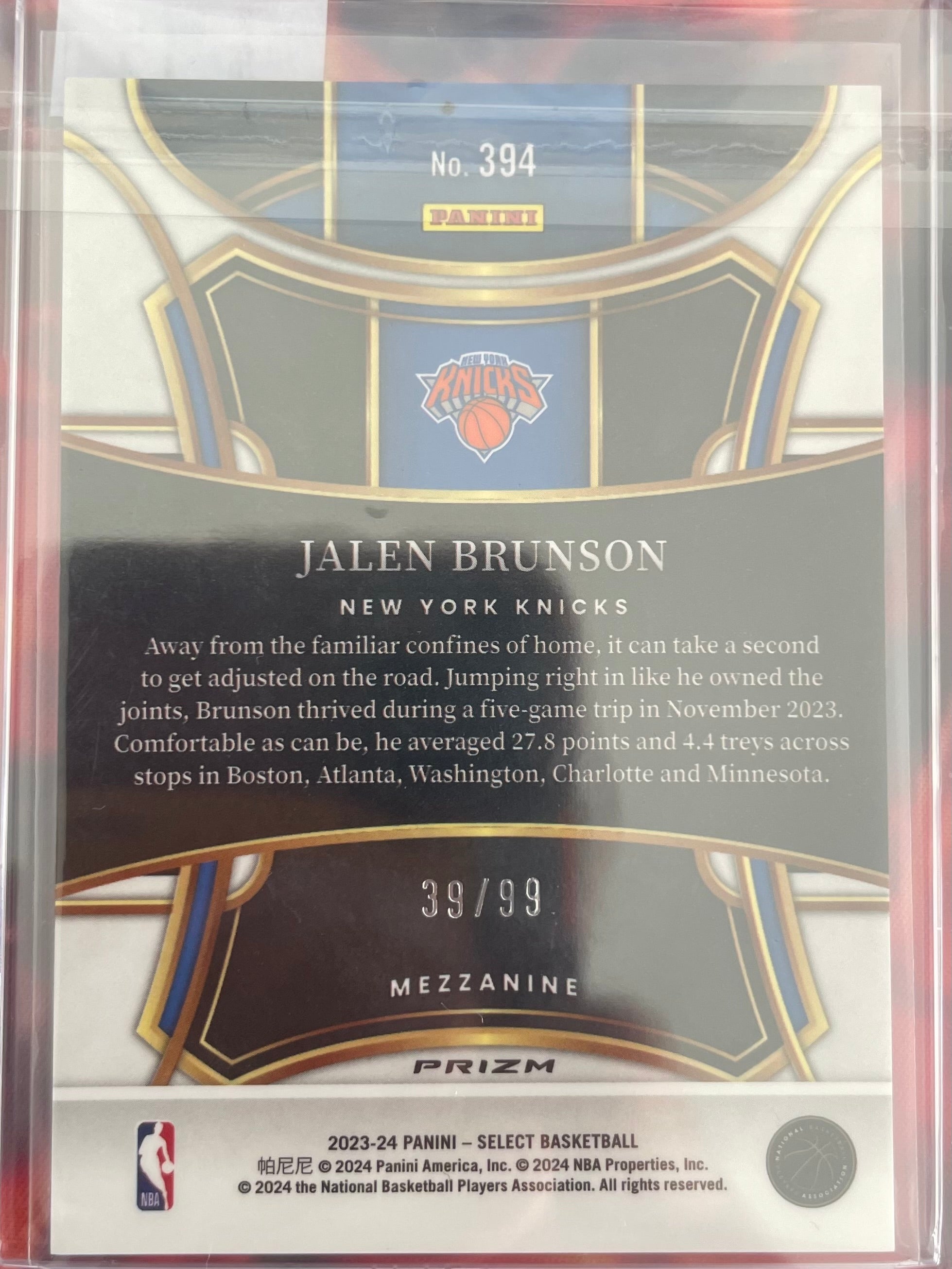 Jalen Brunson Select 23-24 Mezzanine Level Blue Shock /99